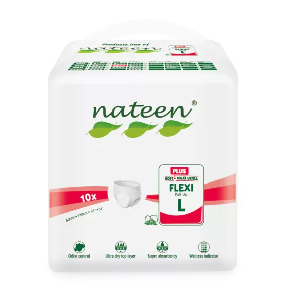 Nateen Flexi Plus L - inkontinencia pelenkanadrág 2300 ml (10db) Nateen Flexi Plus L - inkontinencia pelenkanadrág 2300 ml (10db)