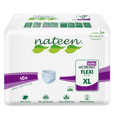 A Nateen Flexi Ultra XL bugyipelenka 3450 ml nedvszívó kapacitással, elasztikus derékkal és bőr