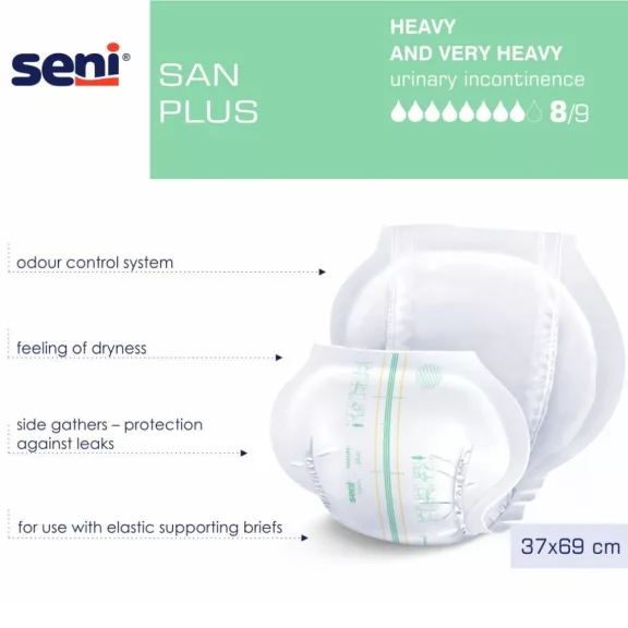 Seni SAN Plus - inkontinencia betét 2800 ml (30 db) Seni SAN Plus - inkontinencia betét 2800 ml (30 db)