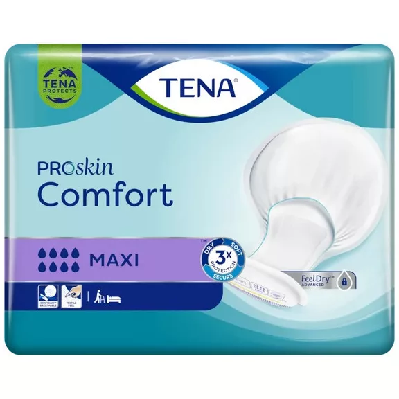 Az igazán kényelmes kialakítású TENA Comfort Original Maxi inkontinenciabetét formája és nedvsz Az igazán kényelmes kialakítású TENA Comfort Original Maxi inkontinenciabetét formája és nedvsz