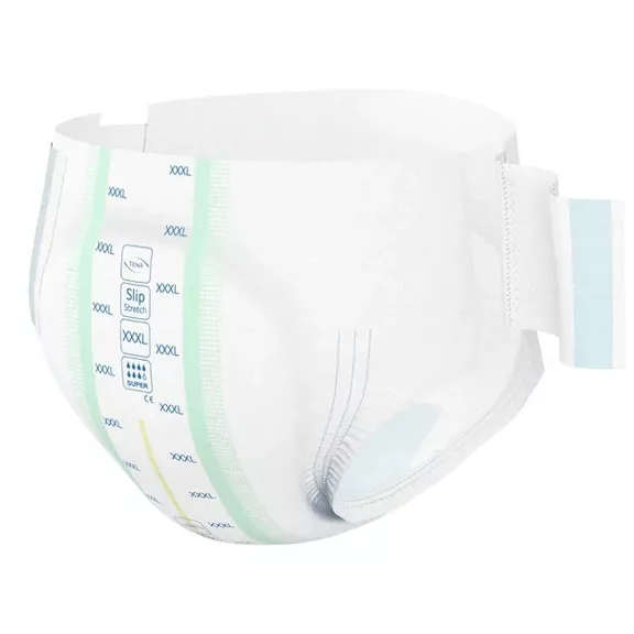 Az XXXL-es, 8 darabos kiszerelésű TENA Slip Super inkontinencia-nadrágpelenka kibontás után is 