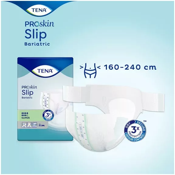 Az XXXL-es, 8 darabos kiszerelésű TENA Slip Super inkontinencia-nadrágpelenka kibontás után is 