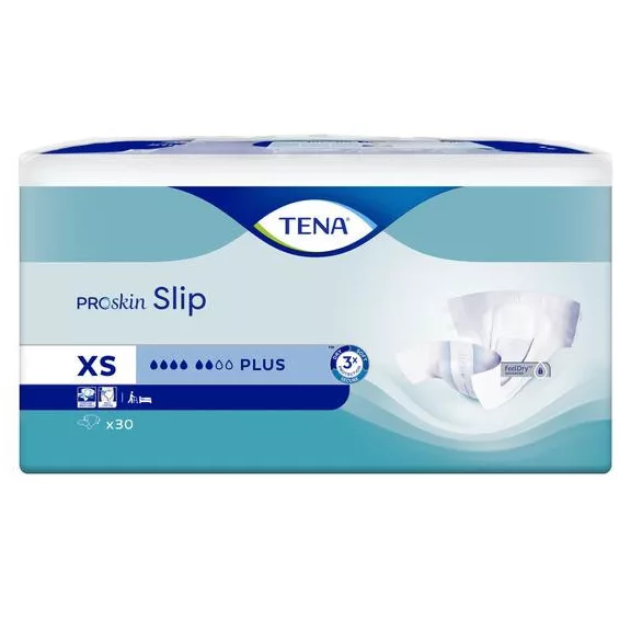 A TENA Slip Plus XS-es mértetű nadrágpelenka közepén található csík jelzi, amennyiben termékcse A TENA Slip Plus XS-es mértetű nadrágpelenka közepén található csík jelzi, amennyiben termékcse