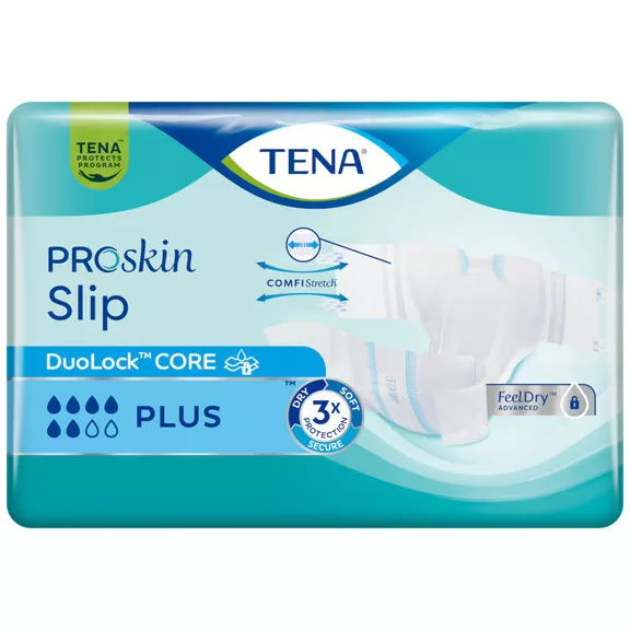 Az M-es méretű, 24 darabos TENA Slip Plus inkontinencia-nadrágpelenka könnyen állítható tépőzár Az M-es méretű, 24 darabos TENA Slip Plus inkontinencia-nadrágpelenka könnyen állítható tépőzár