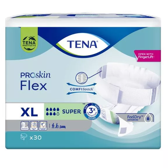 Az XL méretű, 30 darabos TENA Flex Super fenőttpelenka csomaggal jutányos áron juthat hozzá a m Az XL méretű, 30 darabos TENA Flex Super fenőttpelenka csomaggal jutányos áron juthat hozzá a m