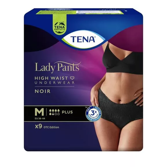 Az M méretű TENA Lady Pants Plus Noir inkontinencia fehérnemű magasított derékkal ellátott egys Az M méretű TENA Lady Pants Plus Noir inkontinencia fehérnemű magasított derékkal ellátott egys