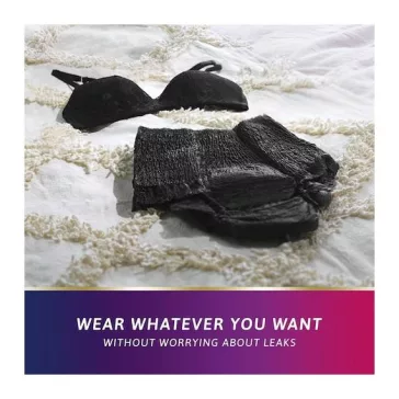 Az L méretű TENA Lady Pants Plus Noir inkontinencia fehérnemű magasított derékkal ellátott egys