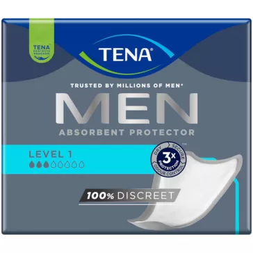 A speciálisan férfiak igényeihez tervezett TENA Men Level 1 férfi inkontinenciabetét enyhe vize