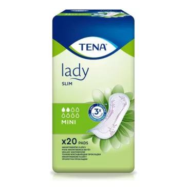 A 20 darabos kiszerelésben kapható TENA Lady Slim Mini inkontinenciabetét szivárgás, a kellemet