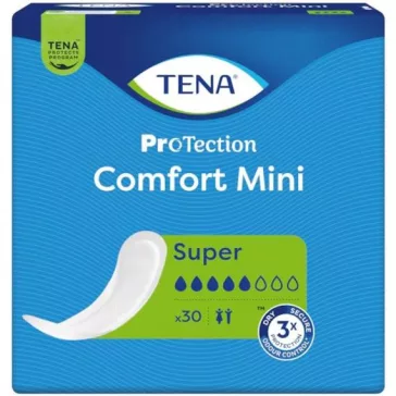 A harminc darabos, csomagos kiszerelésben kapható TENA Comfort Mini Super inkontinenciabetét kö