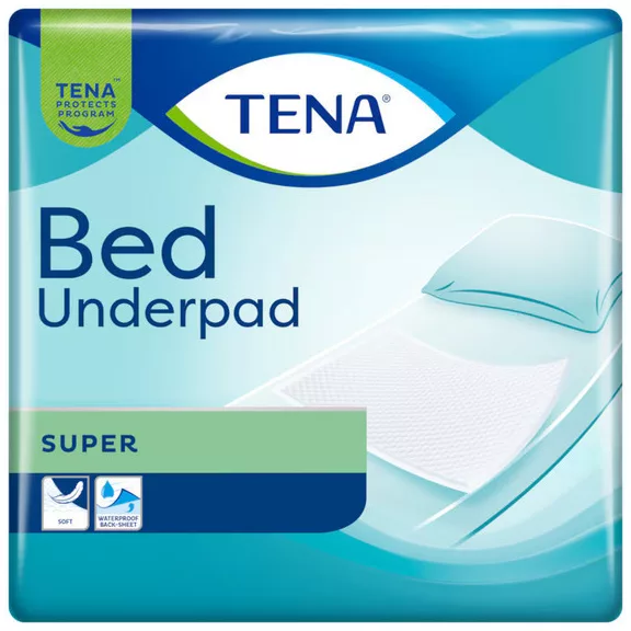 A 26 darabos kiszerelésben kapható, 60x90 centiméteres Tena Bed Super ágyvédő felnőttkori inkon A 26 darabos kiszerelésben kapható, 60x90 centiméteres Tena Bed Super ágyvédő felnőttkori inkon